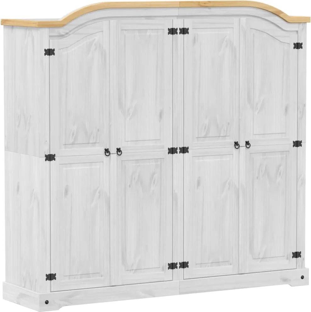 vidaXL Șifonier „Corona”, alb, 194x52x186 cm, lemn masiv de pin