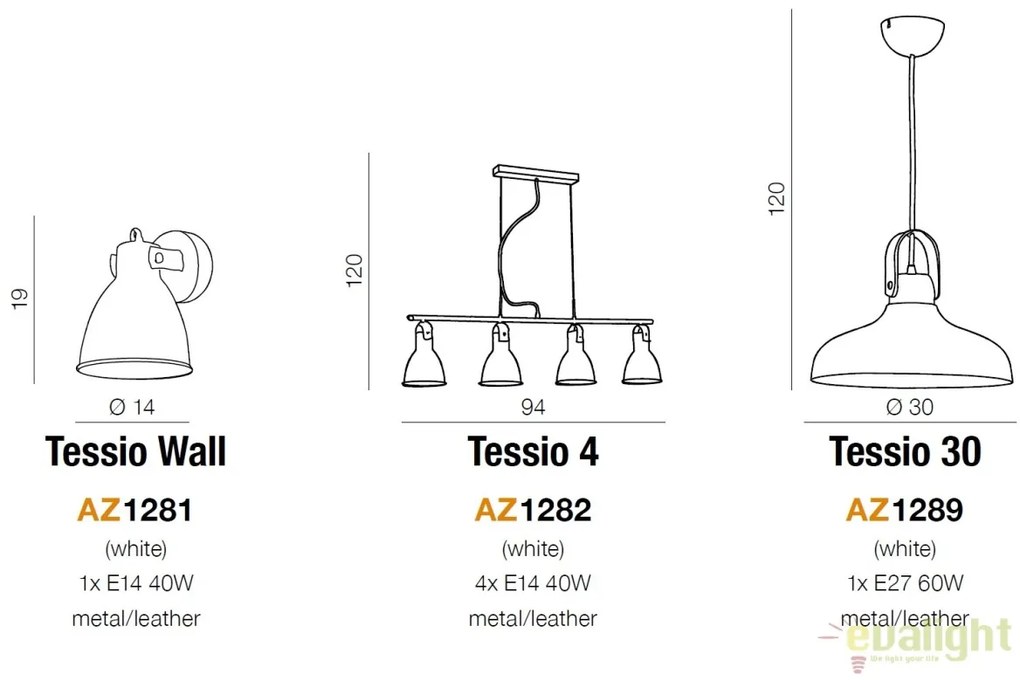 Lustra / Pendul metal alb design retro TESSIO