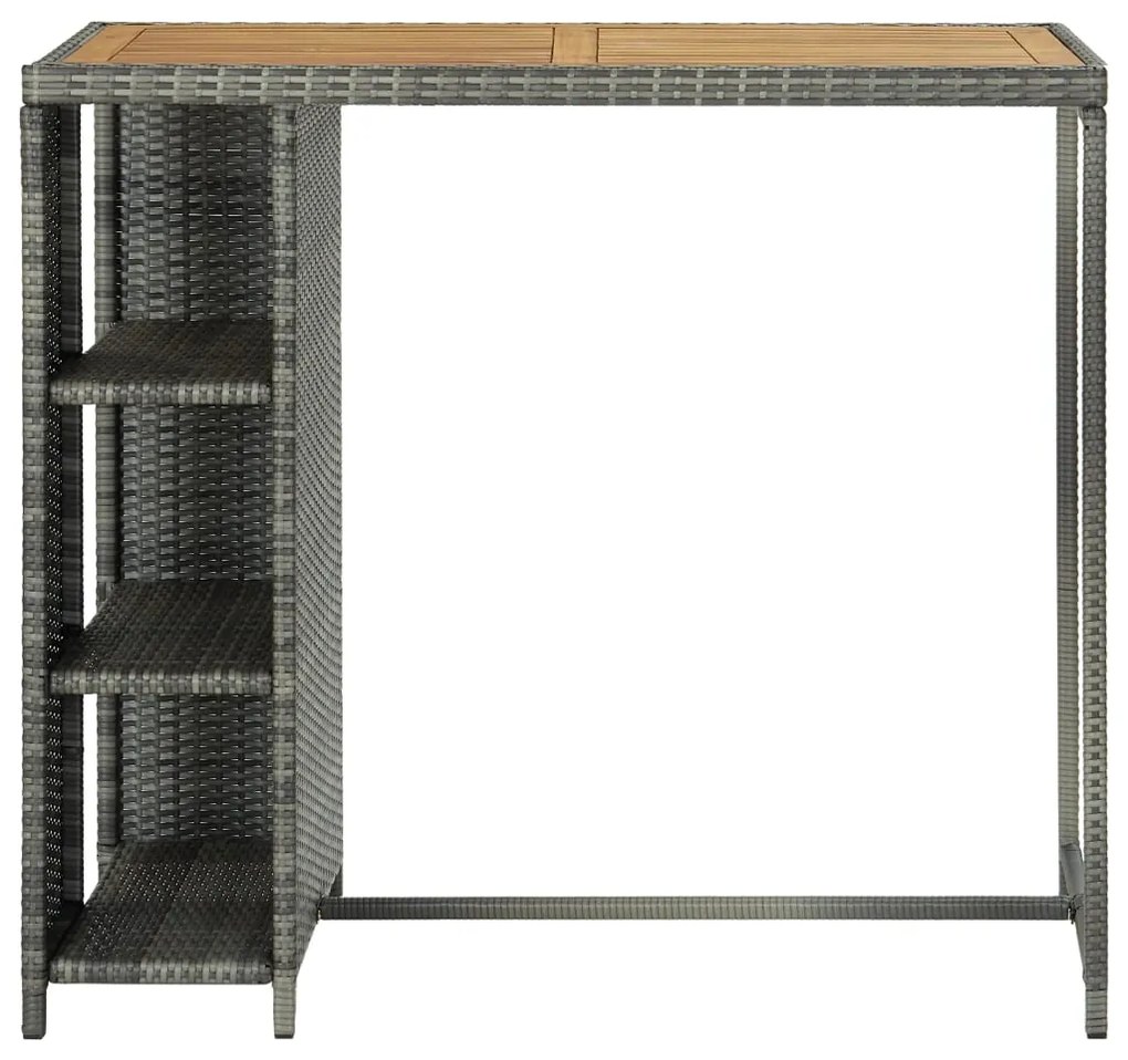 313479 vidaXL Masă de bar cu raft de depozitare, gri 120x60x110 cm, poliratan