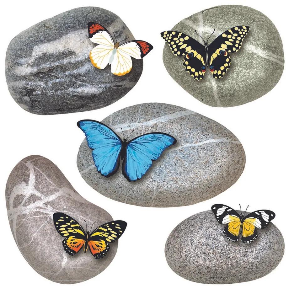 Decorațiune autocolantă Butterflies on Stones, 30 x 30 cm