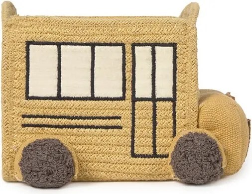 Coș de jucării pentru copii galben ocru din material textil 22x19x15 cm School Bus – Lorena Canals