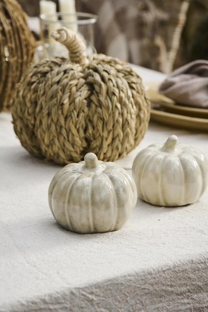 IB Laursen Decoratiune din gresie dovleac PUMPKIN STANDING Ø10 cm crem