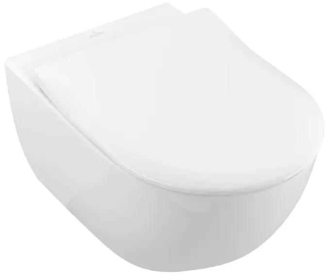 Set vas WC suspendat, Villeroy &amp; Boch, Subway 2.0, cu capac SoftClose si QuickRelease, CeramicPlus, alb alpin