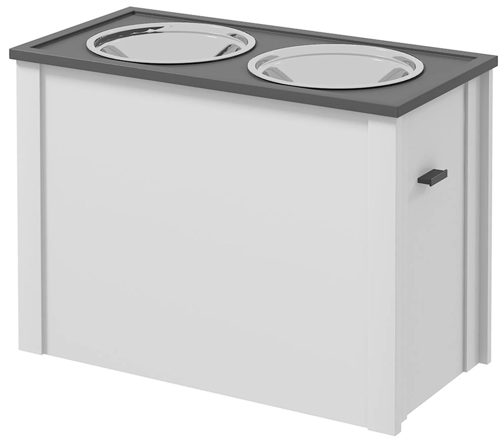 PawHut Bol inalt pentru caini cu 2 boluri din otel inoxidabil detasabile, dim. 60L x 30l x 42H cm | Aosom Romania