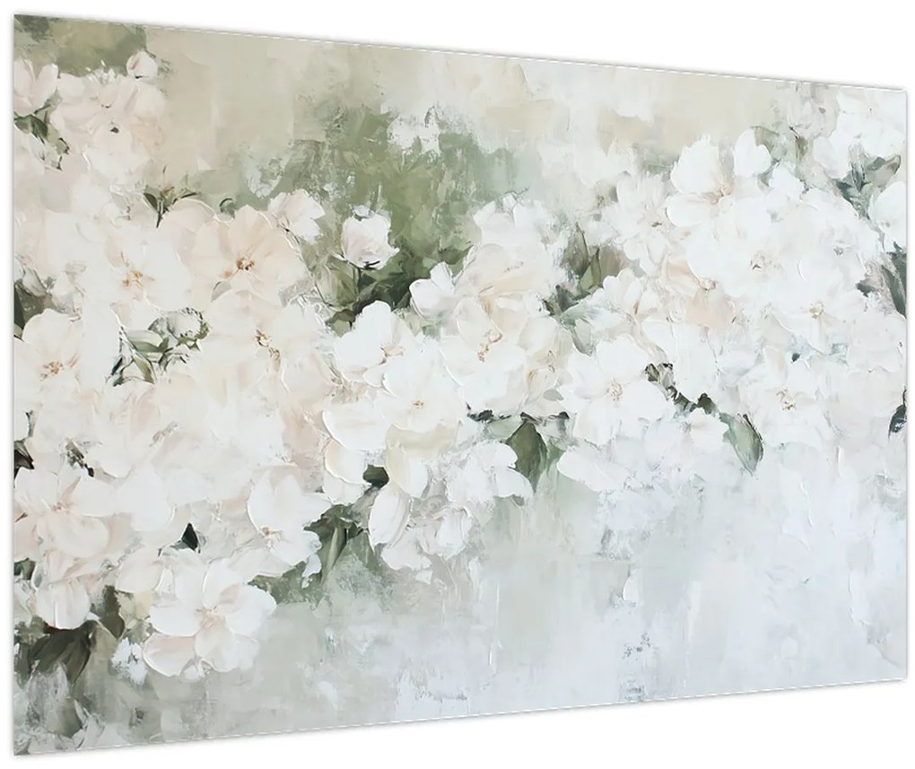 Tablou - Abstracție de Flori Albe (90x60 cm)