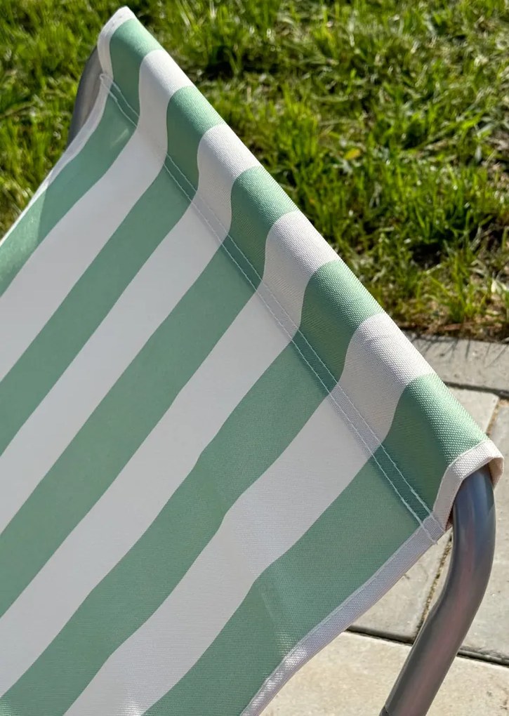 Set de 2 sezlonguri de plaja pliabile SAND, dungi verde deschis