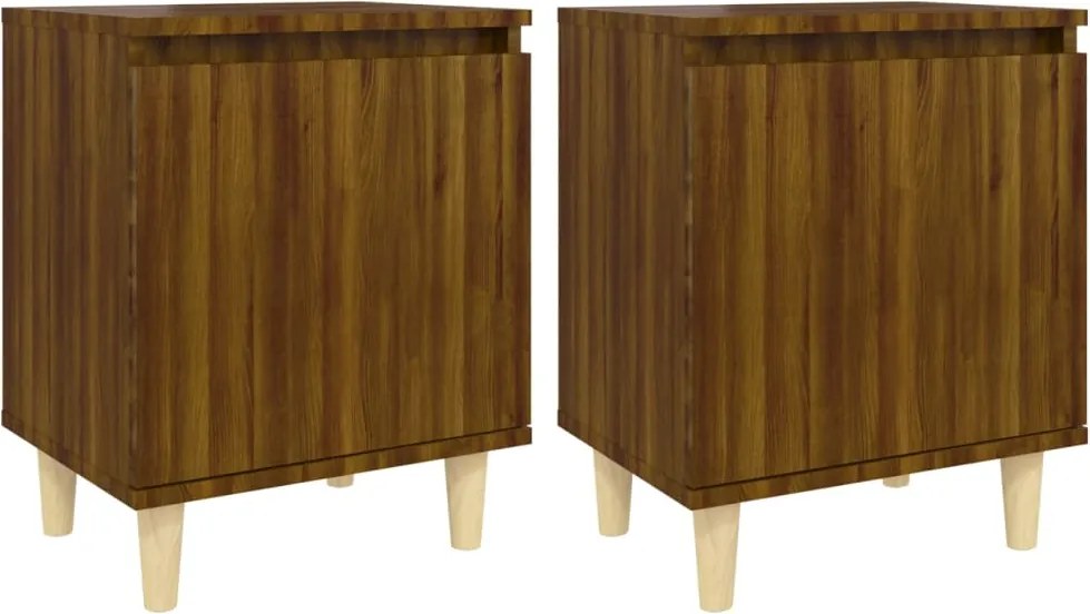 vidaXL Noptiere picioare lemn masiv, 2 buc., stejar maro, 40x30x50 cm