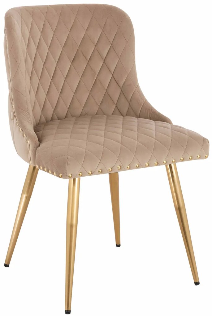 HR940 Scaun cu picioare aurii Latte din Catifea