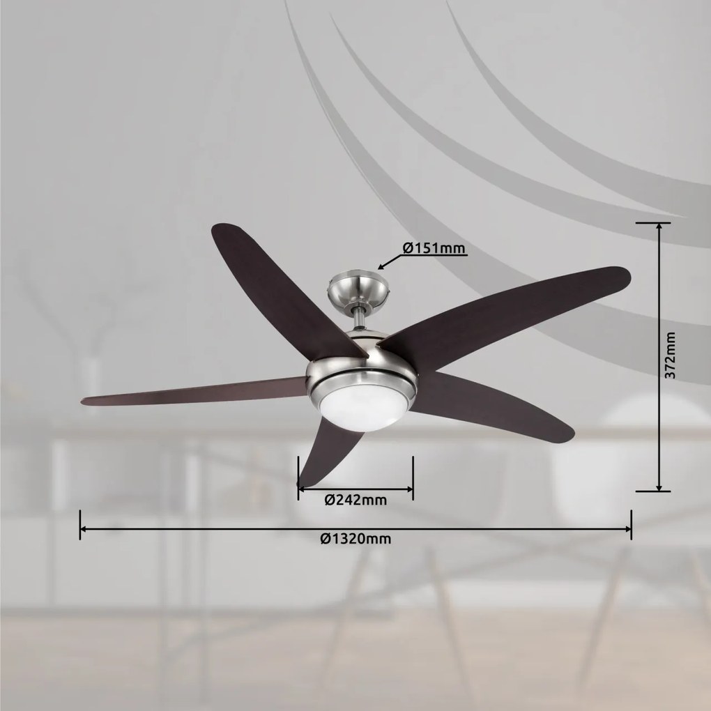Candelabru Fabiola 0306, cu ventilator, 1xR7s, maro+nichel, IP20, Globo