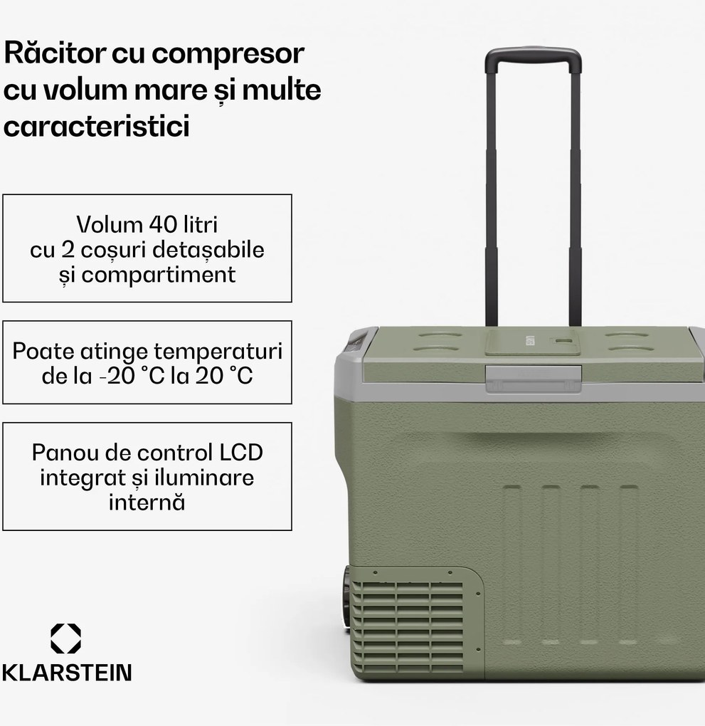 Klarstein Răcitor cu compresor PolarForce 30L| Panou LCD, iluminat, off-road, protecție baterie, 12V/230V