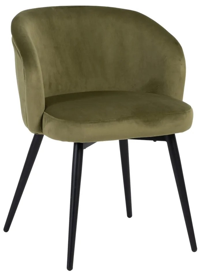 Scaun Nevo cu tapiterie din catifea si picioare metalice 57 X 56 X 76,50 CM, verde