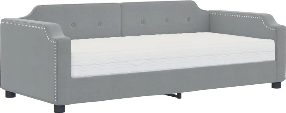 vidaXL Pat de zi cu saltea, gri deschis, 80x200 cm, textil