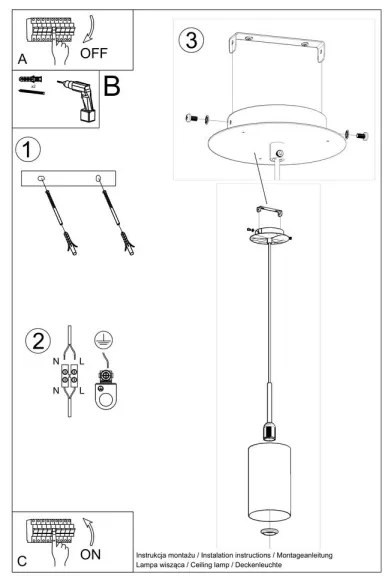 Lustră pe cablu OTTO 1xE27/60W/230V d. 15 cm neagră Sollux SL.0742