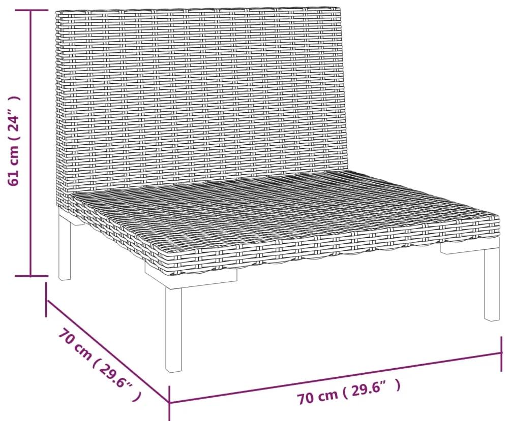 Canapea de gradina cu perne semi-rotunde, poliratan 1, canapea de mijloc