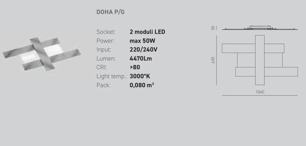 Plafoniera LED DOHA P otel, alb, negru sau gri dove