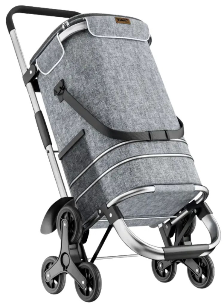 Geantă de cumpărături pe roți pentru scări COMFORT, 50L, gri Jurhan