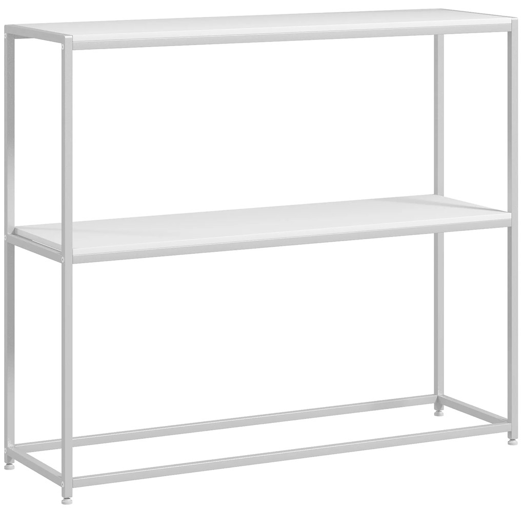HOMCOM Masă Consolă de Intrare Subțire cu Partea Superioară Deschisă, Dulap Consolă din Oțel și PAL, 100x30x87 cm, Alb | Aosom Romania