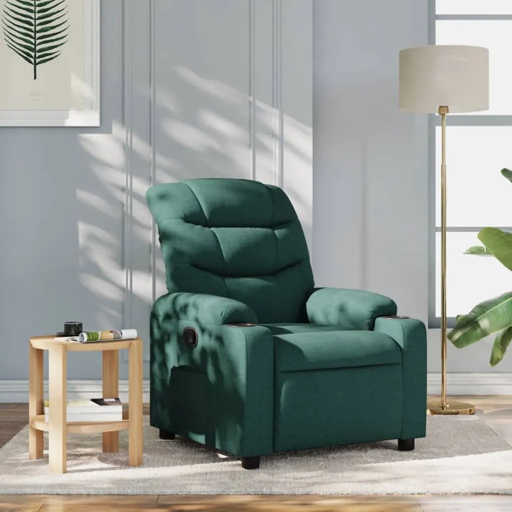 vidaXL Fotoliu rabatabil, verde închis, material textil