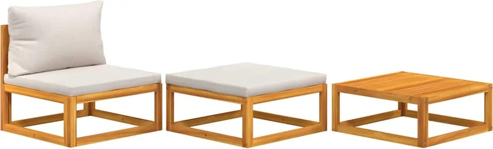 vidaXL Set mobilier de grădină cu perne, 3 piese, lemn masiv acacia