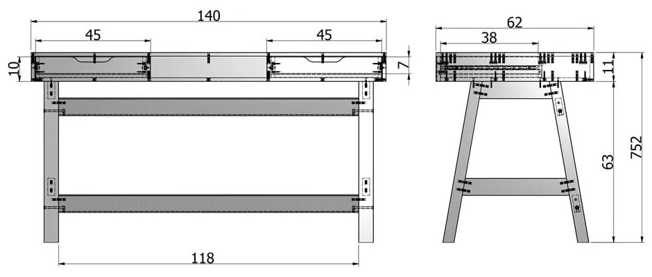 Birou WOOOD Nikki, alb