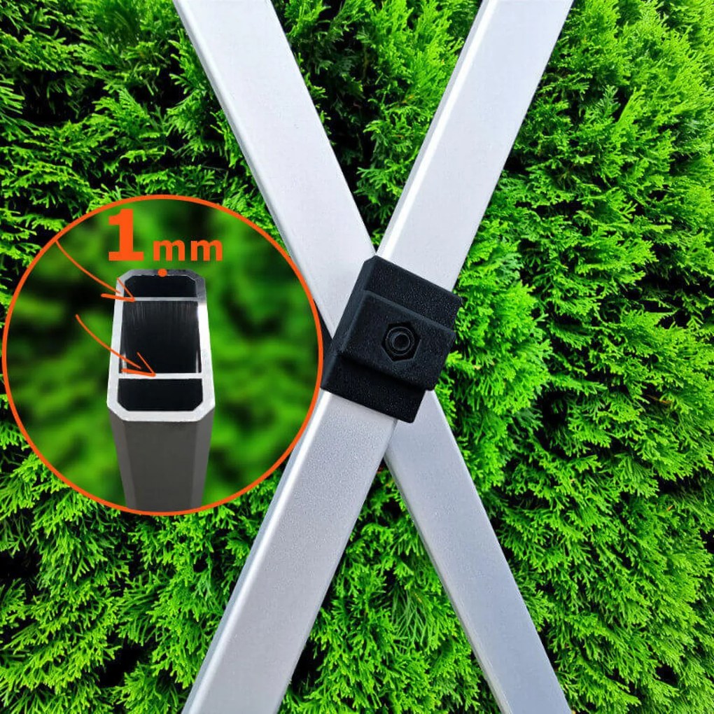 Soluție exclusivă pentru marketingul dumneavoastră: Cort tip foarfecă 2x2 m – Fără efort, cu impact maxim! - cu 3 pereți - Alb