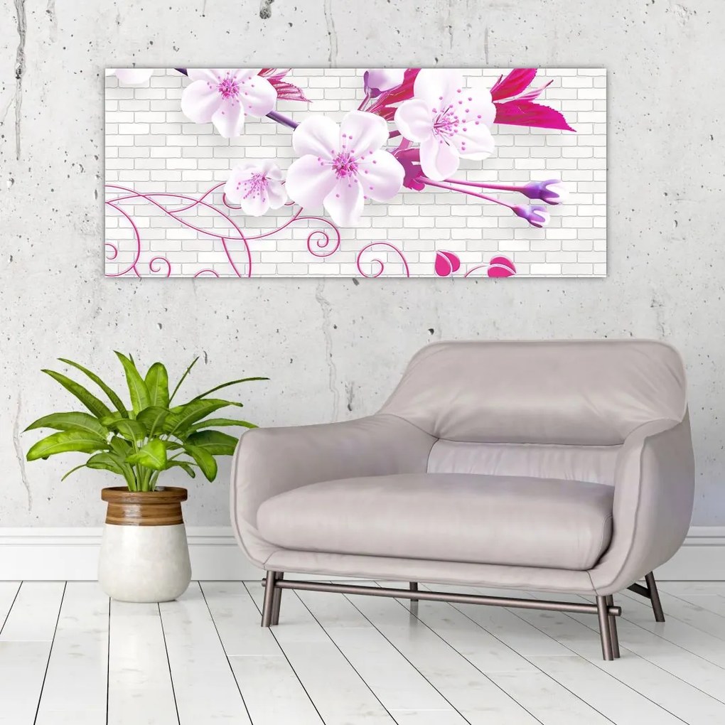 Tablou cu creangă înflorită (120x50 cm)