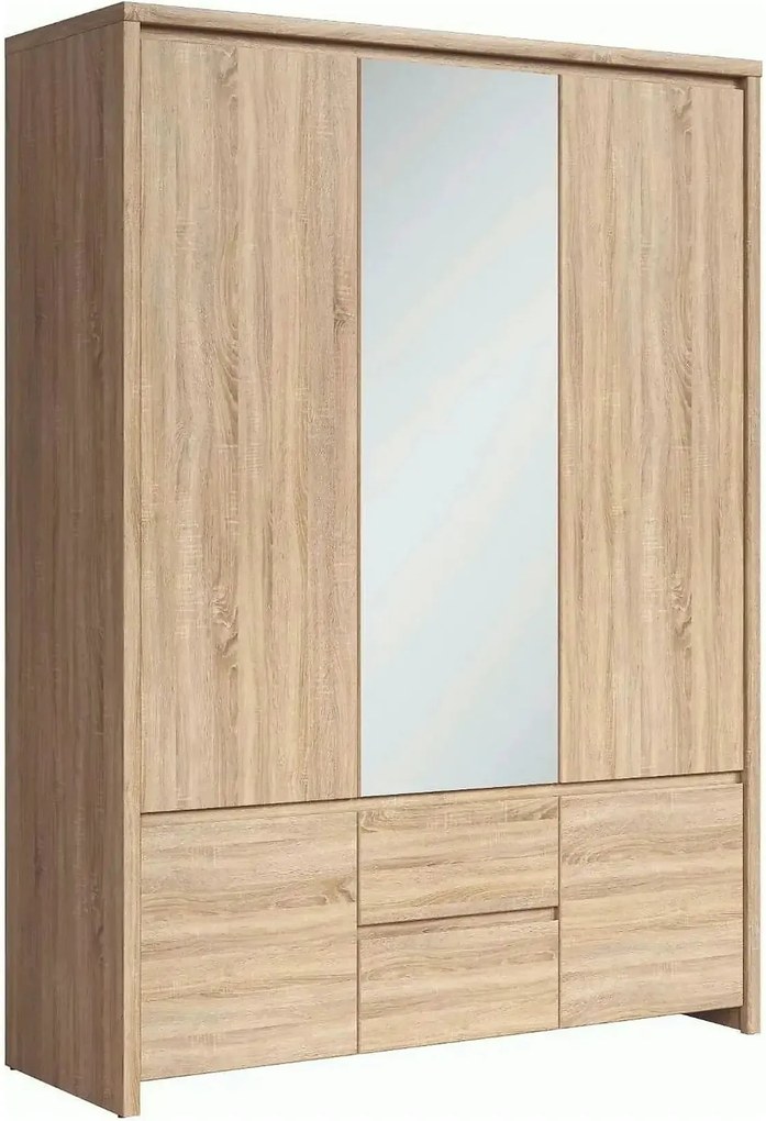 Dulap KASPIAN, stejar sonoma, PAL, cu 5 usi si 2 sertare, 154x56x211 c