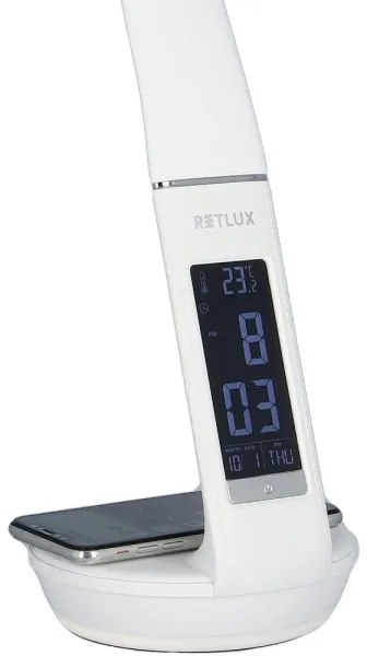 Lampă LED dimabilă cu funcție de încărcare fără fir Qi 5W și afișaj Retlux LED/6W/230V 3000/4000/6000K alb