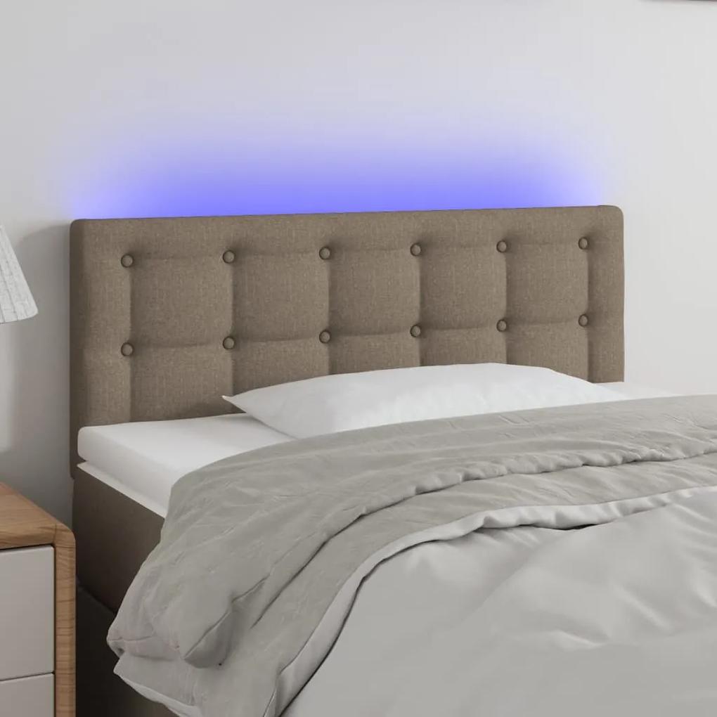 3122024 vidaXL Tăblie de pat cu LED, gri taupe, 80x5x78/88 cm, textil