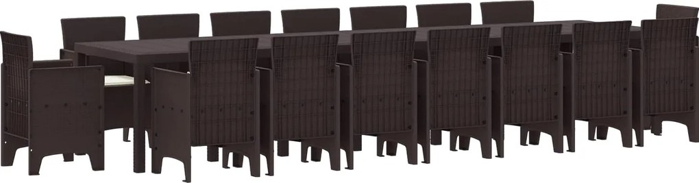 vidaXL Set de masă de grădină cu perne cu pernă 17 pcs Maro PP
