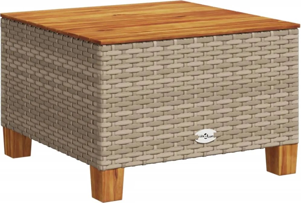 vidaXL Masă de grădină, bej, 55x55x36 cm, poliratan și lemn acacia