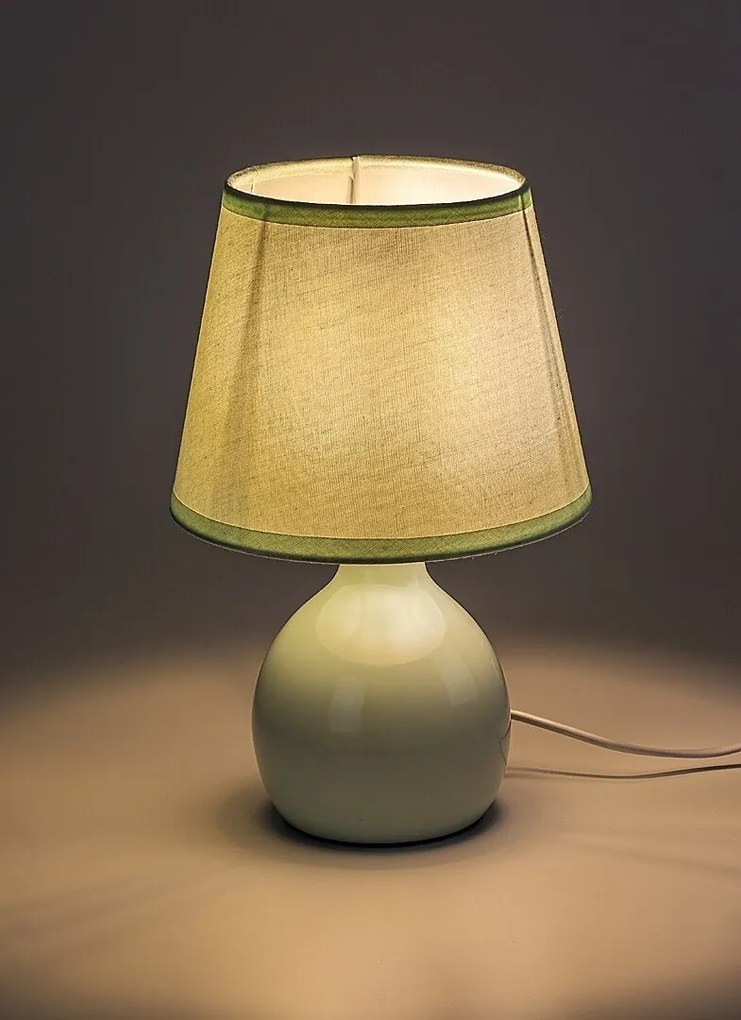 Lampa de masa ceramica si abajur verde Ingrid