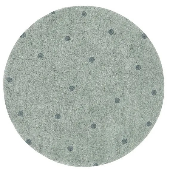 Covor pentru copii verde deschis lavabil/țesut manual din bumbac ø140 cm Round Dot Blue Sage – Lorena Canals