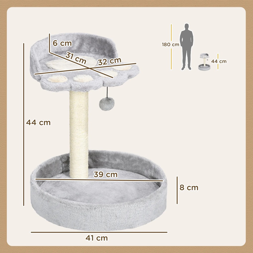PawHut Copac de Zgariat pentru Pisici de 5kg, 41x41x44 cm, Gri | Aosom Romania