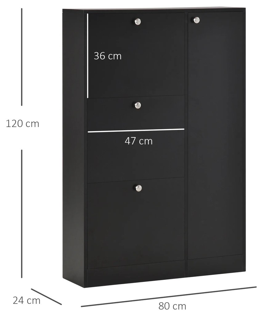 HOMCOM mobilier pentru hol cu ușă pentru pantofi modern din lemn negru 80x24x120cm | Aosom Romania