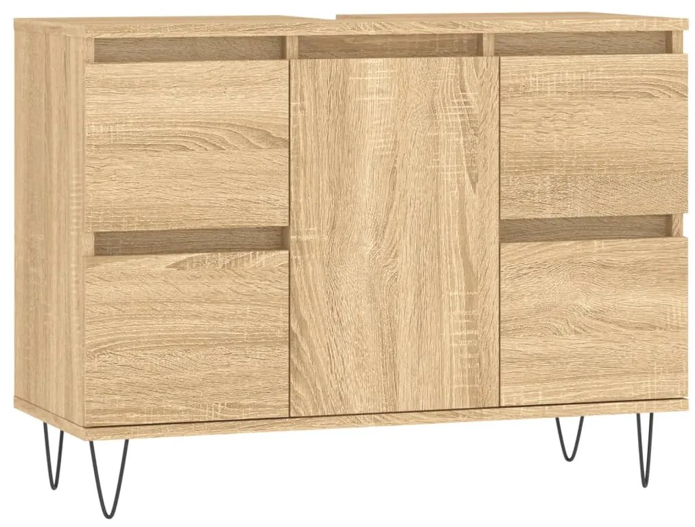 831655 vidaXL Dulap pentru baie, stejar sonoma, 80x33x60 cm, lemn compozit