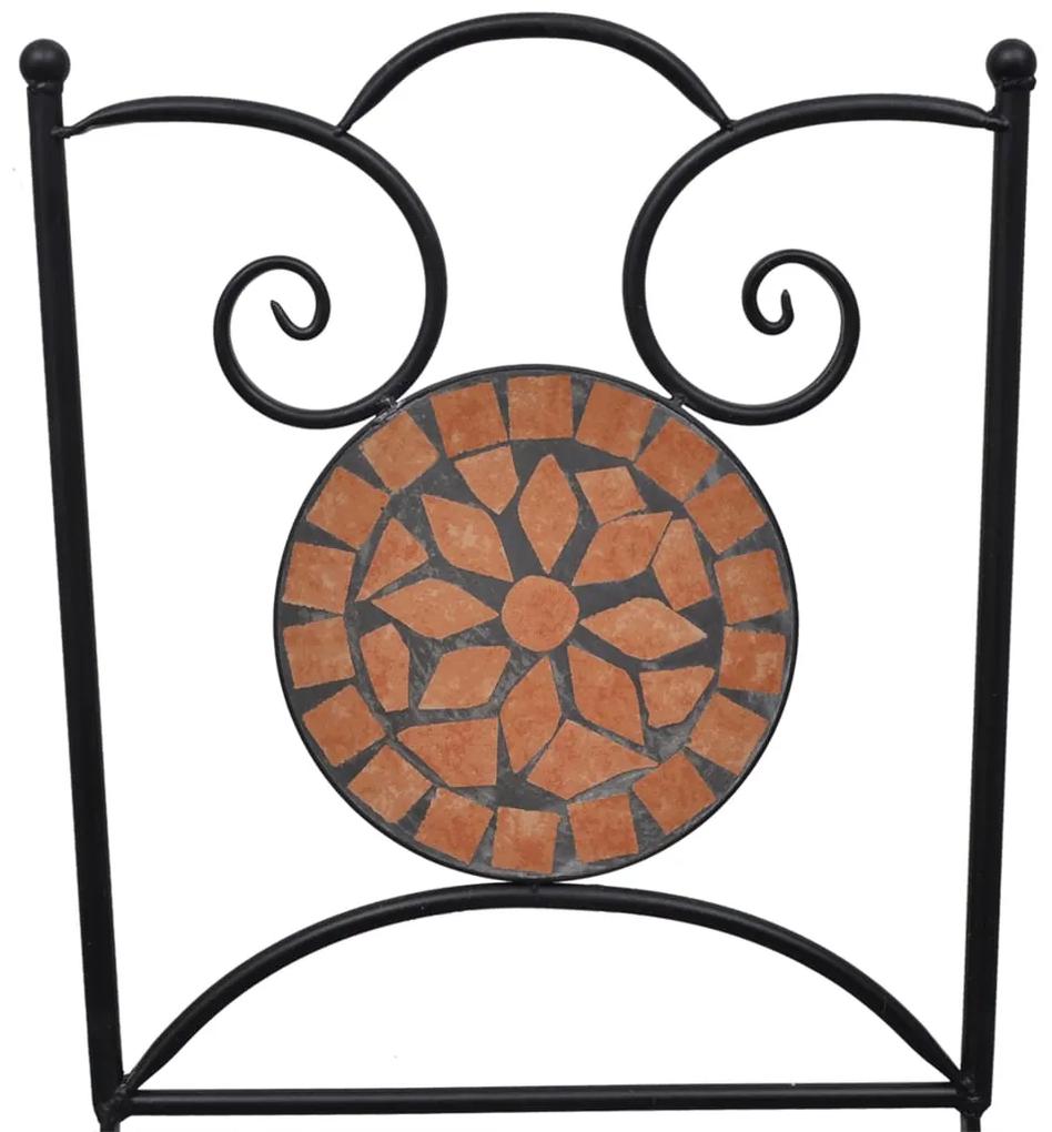 Set de bistro mozaic, 3 piese, caramiziu, placa ceramica Terracota, Patrat, 3