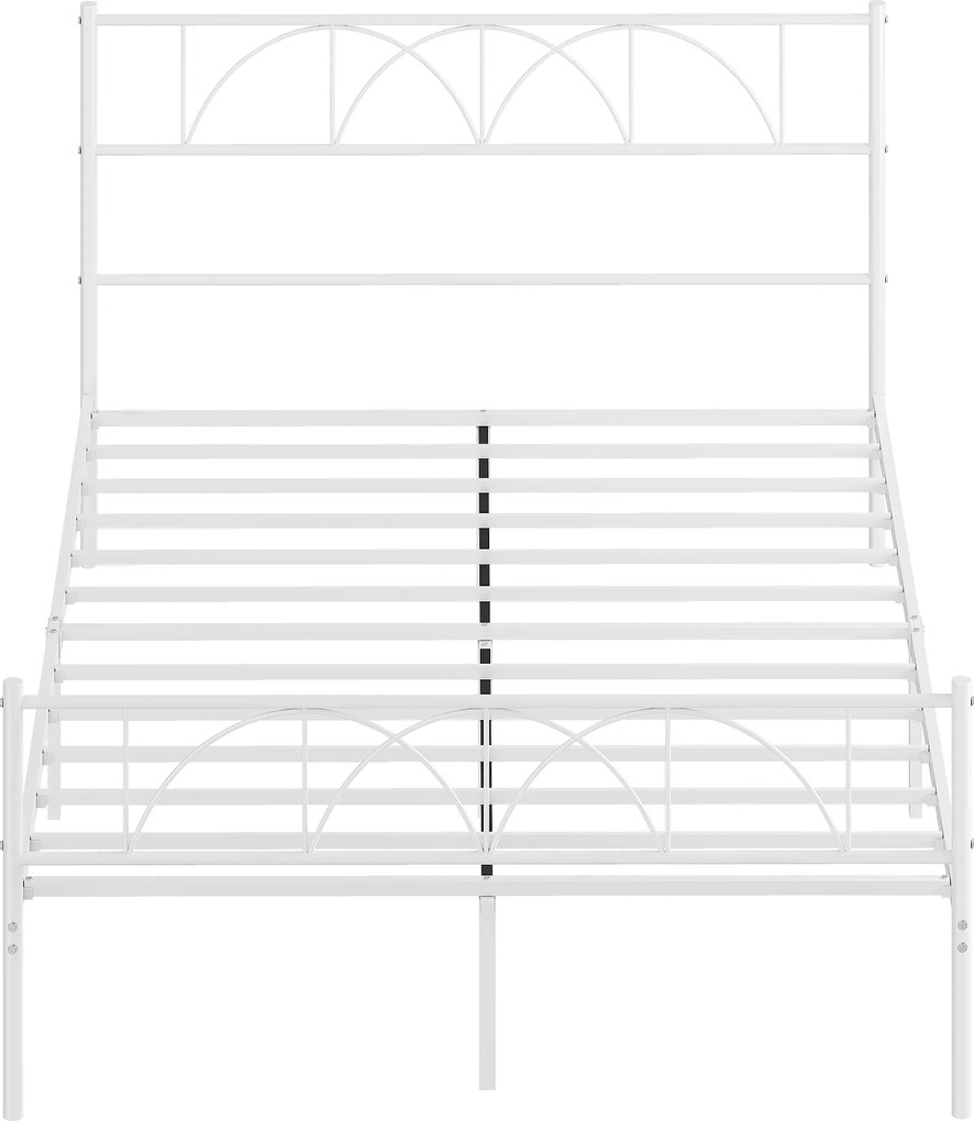 HOMCOM Cadru de pat 140x190 cm cu tăblie Suport cu lamele din oțel Depozitare sub pat | Aosom Romania