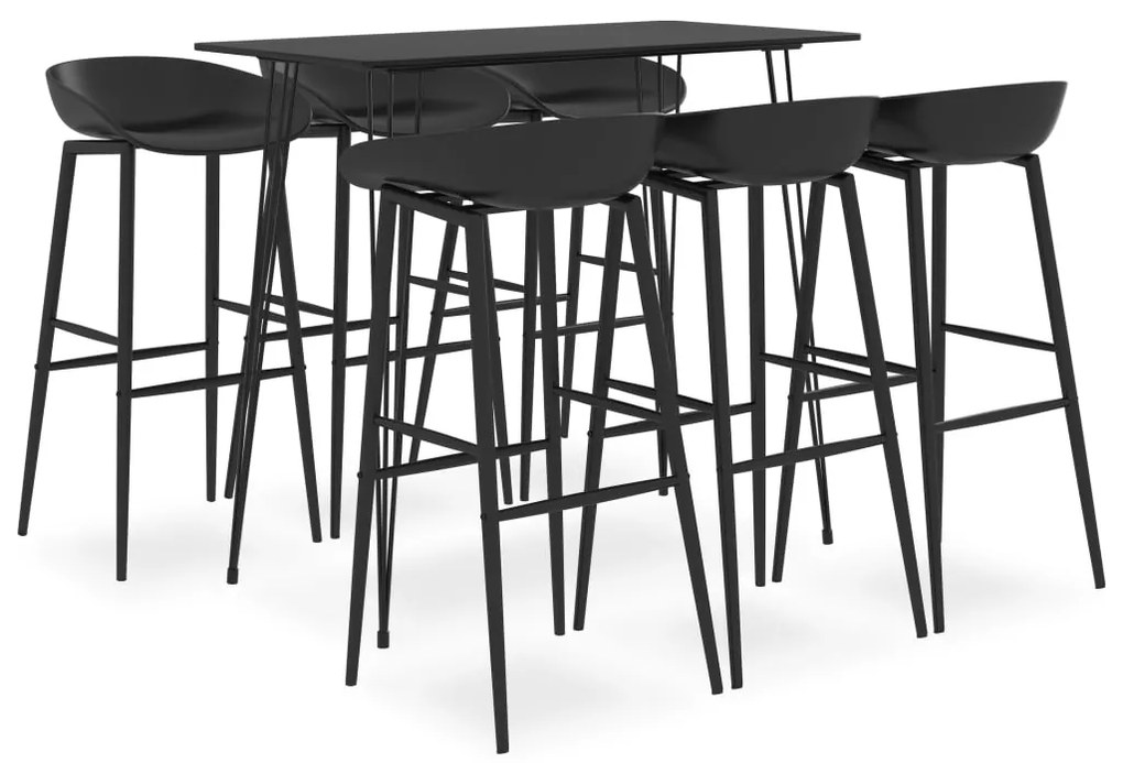 vidaXL Set mobilier de bar, 7 piese, negru