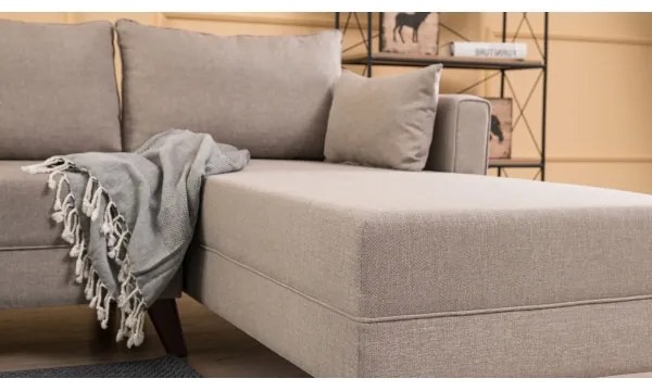 Colțar în L KORFU, crem, pe partea dreaptă