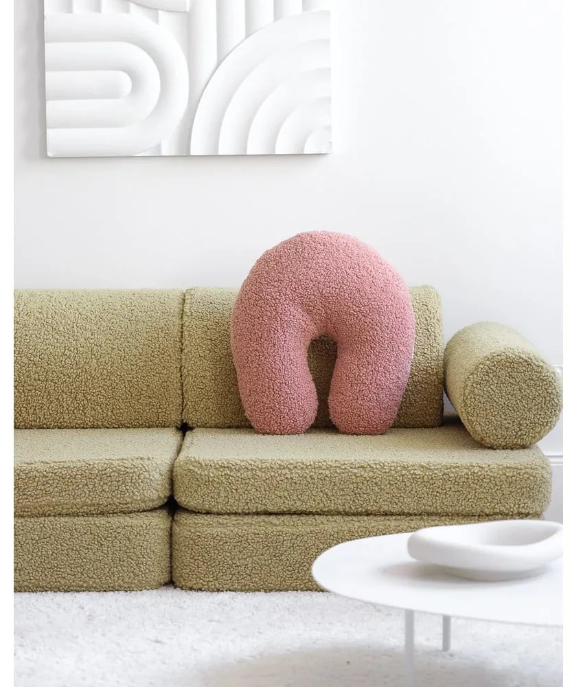 Canapea pentru copii verde cu tapițerie din țesătură bouclé 132 cm Settee – Wigiwama