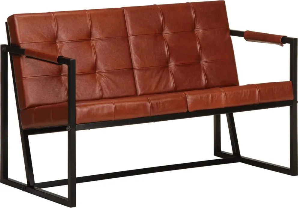 vidaXL Canapea cu 2 locuri, maro, piele naturală de capră