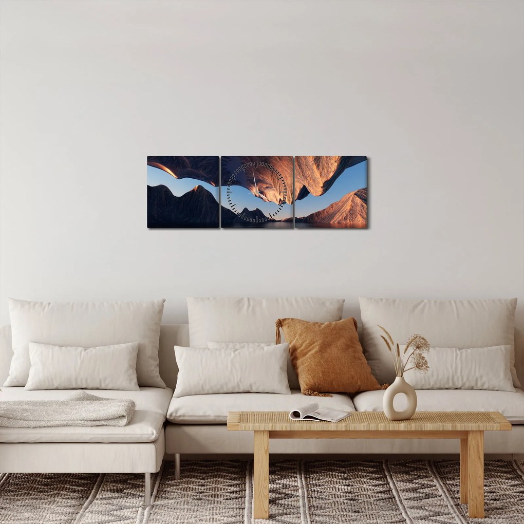 Tablou - Faleze 3D (cu ceas) (90x30 cm)