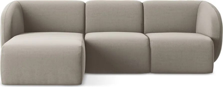 Colțar maro deschis cu tapițerie din catifea (cu colț pe partea stângă/cu șezlong) Lani – Makamii