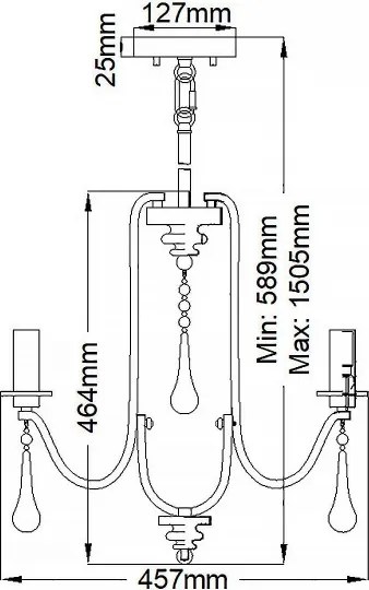 Quintiesse QN-KARLEE3 - Lustru cu tijă KARLEE, 3 x E14, 60 W, 230 V, crom mat