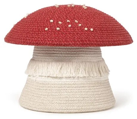 Coș de jucării pentru copii roșu-crem din material textil ø 38x33 cm Big Mushroom – Lorena Canals