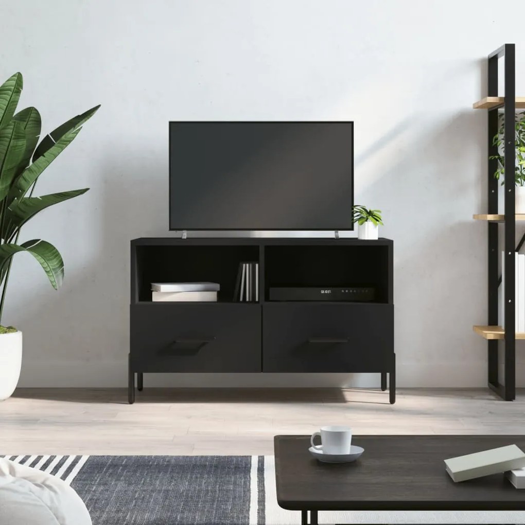828981 vidaXL Comodă TV, negru, 80x36x50 cm, lemn prelucrat