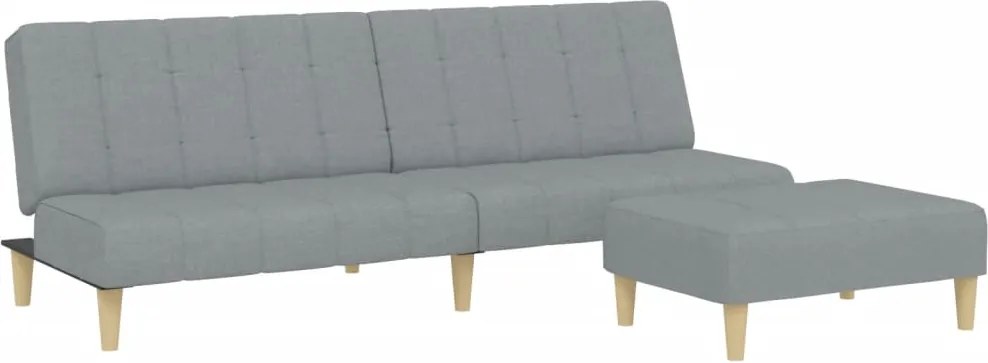 vidaXL Canapea extensibilă cu taburet, 2 locuri, gri deschis, textil