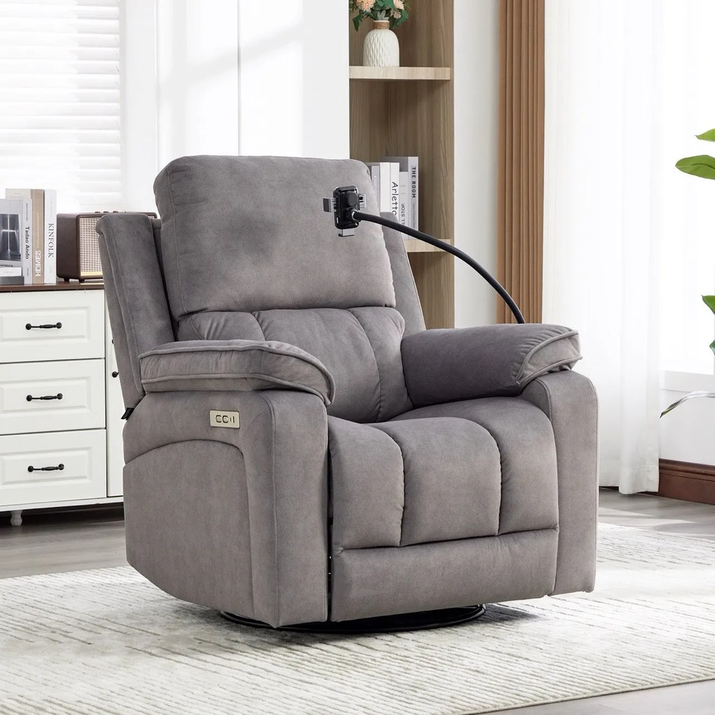 Fotoliu recliner electric dumonde cu funcție de balansare ,rotire și incarcare wirelles Elvara