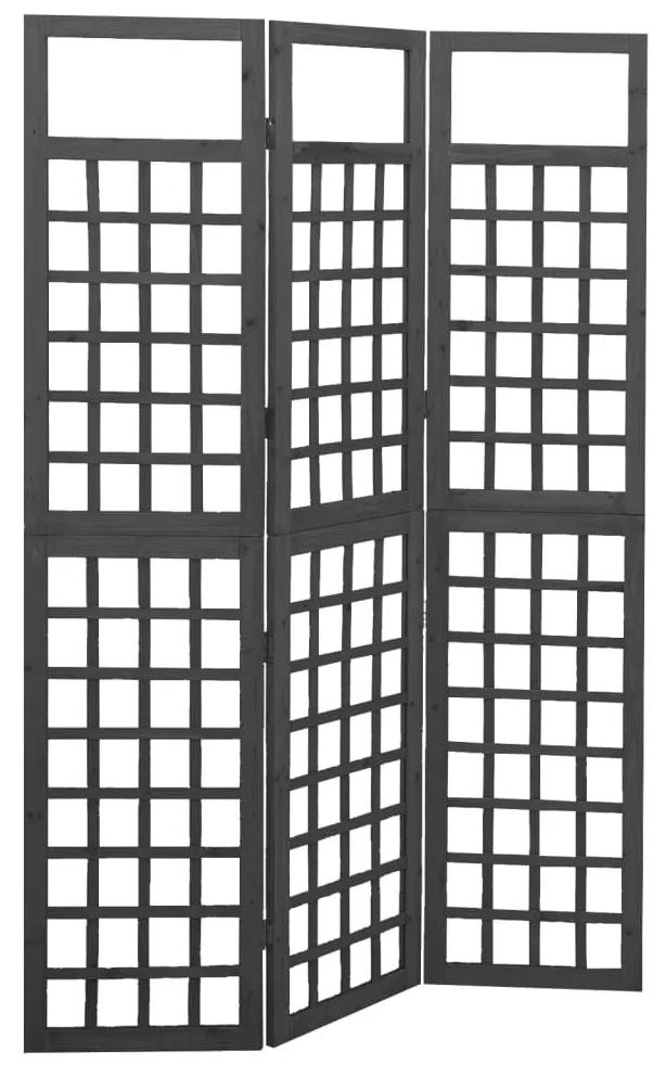 Separator camera cu 3 panouri negru 121x180 cm nuiele lemn brad Negru, 121 x 180 cm, 1
